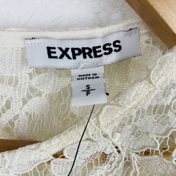 Express Lace Puff Sleeve Prairie Blouse Small Oversized Small New With Tags Lace - Picture 7 of 16